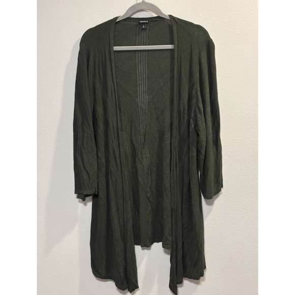 Torrid Three-Quarter Sleeve Open Front Cardigan Women's Size 6 Olive Green - Picture 2 of 6